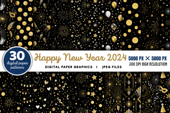 Download Happy New Year 2024 Pattern Bundle - Happy Collection