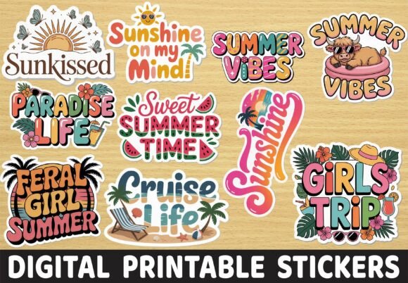 Download Retro Beach Summer Vibes Boho Stickers - Boho stickers Collection