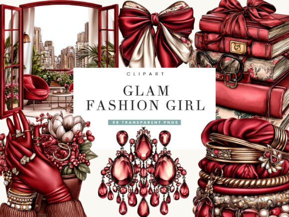 Download Glam Fashion Girl Clipart Bundle - Fashion girl clipart Collection